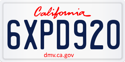 CA license plate 6XPD920