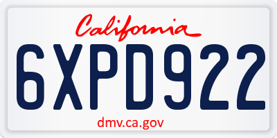 CA license plate 6XPD922