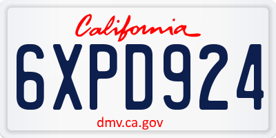 CA license plate 6XPD924