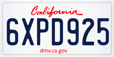 CA license plate 6XPD925