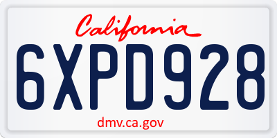 CA license plate 6XPD928