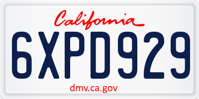 CA license plate 6XPD929