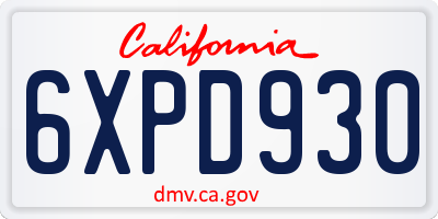 CA license plate 6XPD930