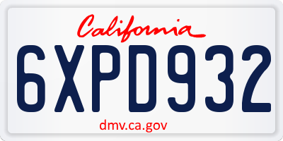 CA license plate 6XPD932