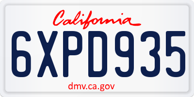 CA license plate 6XPD935