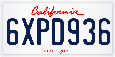 CA license plate 6XPD936