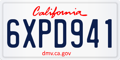 CA license plate 6XPD941