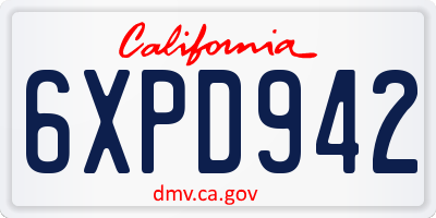 CA license plate 6XPD942