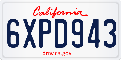 CA license plate 6XPD943