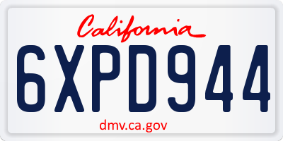 CA license plate 6XPD944