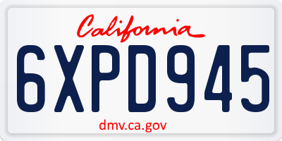 CA license plate 6XPD945