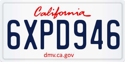 CA license plate 6XPD946