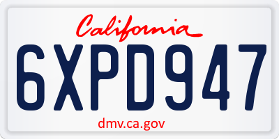 CA license plate 6XPD947