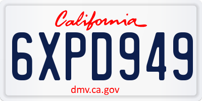 CA license plate 6XPD949