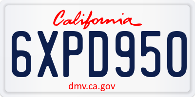 CA license plate 6XPD950