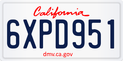 CA license plate 6XPD951