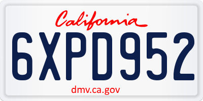 CA license plate 6XPD952