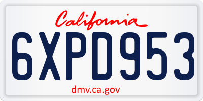 CA license plate 6XPD953