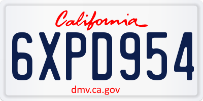 CA license plate 6XPD954