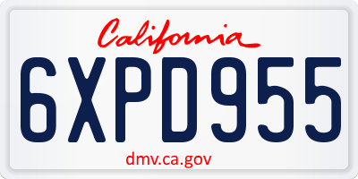 CA license plate 6XPD955