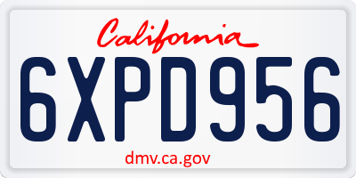 CA license plate 6XPD956