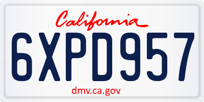 CA license plate 6XPD957