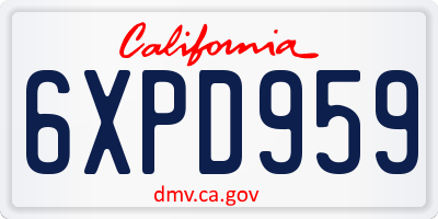 CA license plate 6XPD959