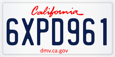 CA license plate 6XPD961