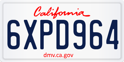 CA license plate 6XPD964