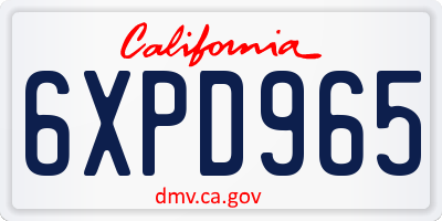 CA license plate 6XPD965