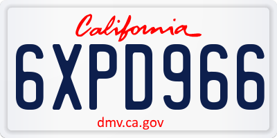 CA license plate 6XPD966