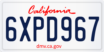 CA license plate 6XPD967