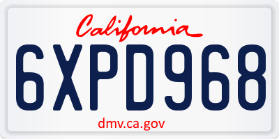 CA license plate 6XPD968
