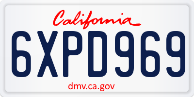 CA license plate 6XPD969