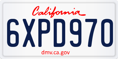 CA license plate 6XPD970