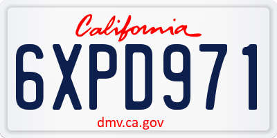 CA license plate 6XPD971