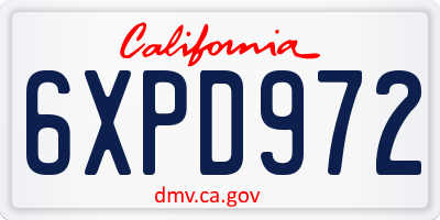 CA license plate 6XPD972