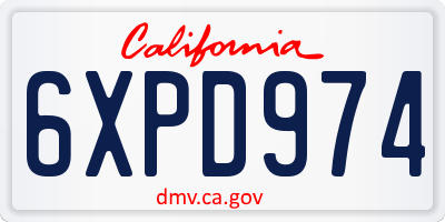 CA license plate 6XPD974