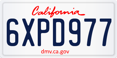 CA license plate 6XPD977