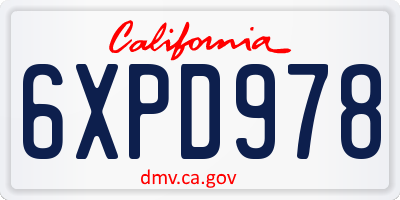 CA license plate 6XPD978