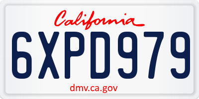CA license plate 6XPD979