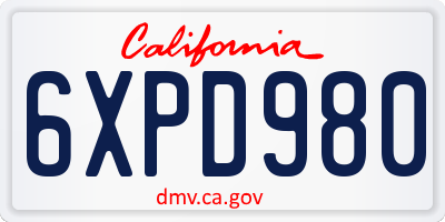 CA license plate 6XPD980