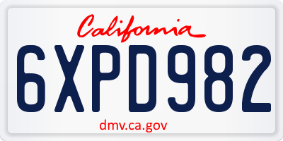 CA license plate 6XPD982