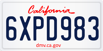 CA license plate 6XPD983