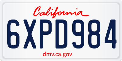 CA license plate 6XPD984