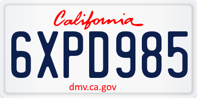 CA license plate 6XPD985
