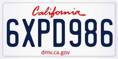CA license plate 6XPD986
