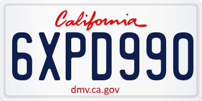 CA license plate 6XPD990