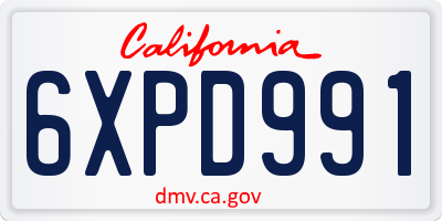 CA license plate 6XPD991