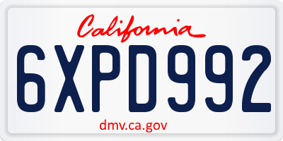 CA license plate 6XPD992
